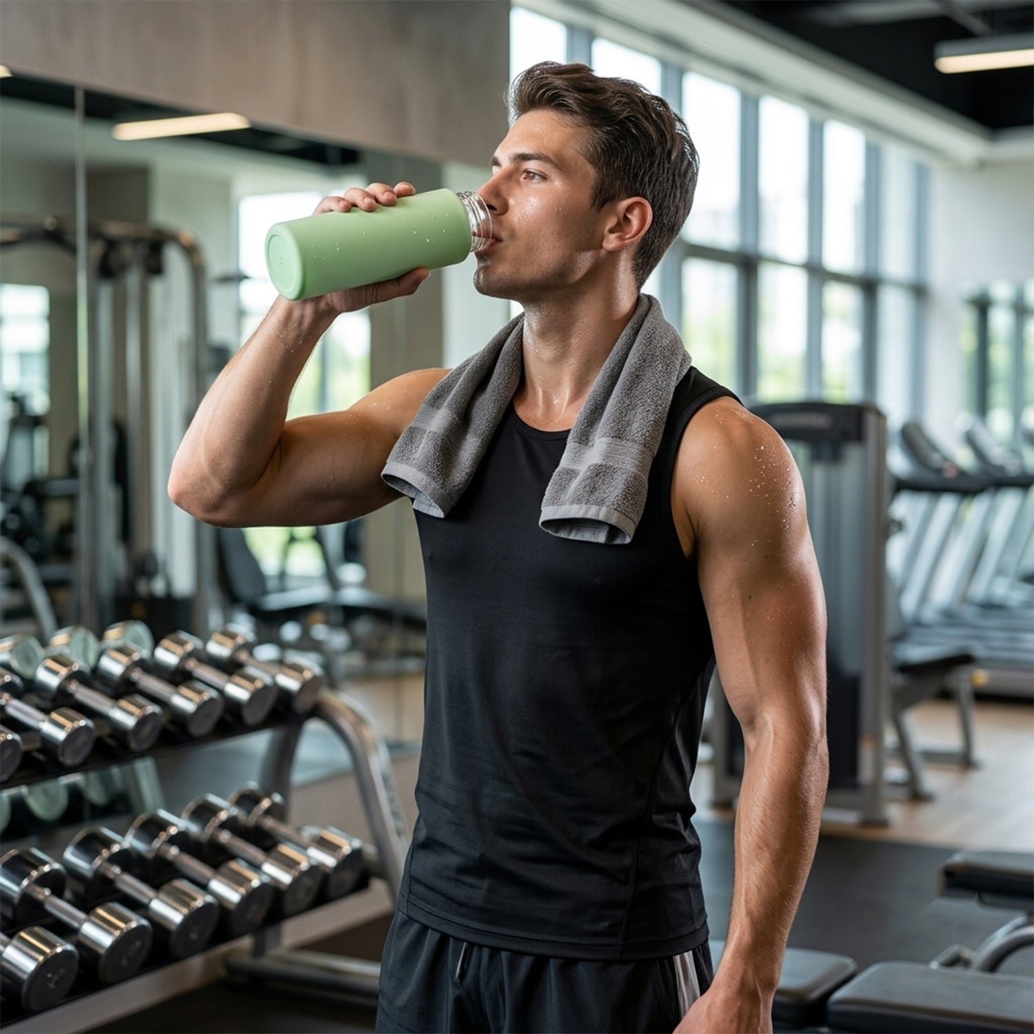 400 ML Glass Water Bottle with Silicone Sleeve for Gym Office (1 Pc) - Image 8